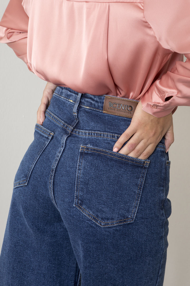 Εικόνα της Denim παντελόνι wide leg