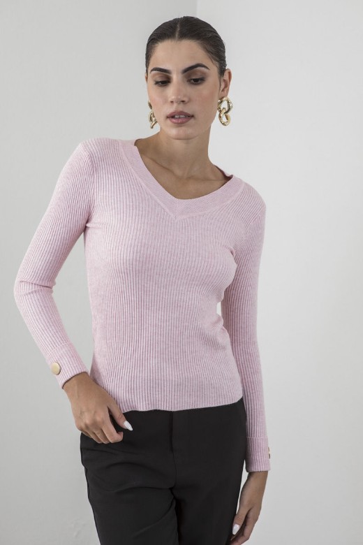 Picture of Ribbed V neckline sweater