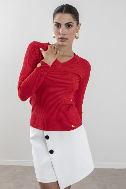 Picture of Ribbed V neckline sweater