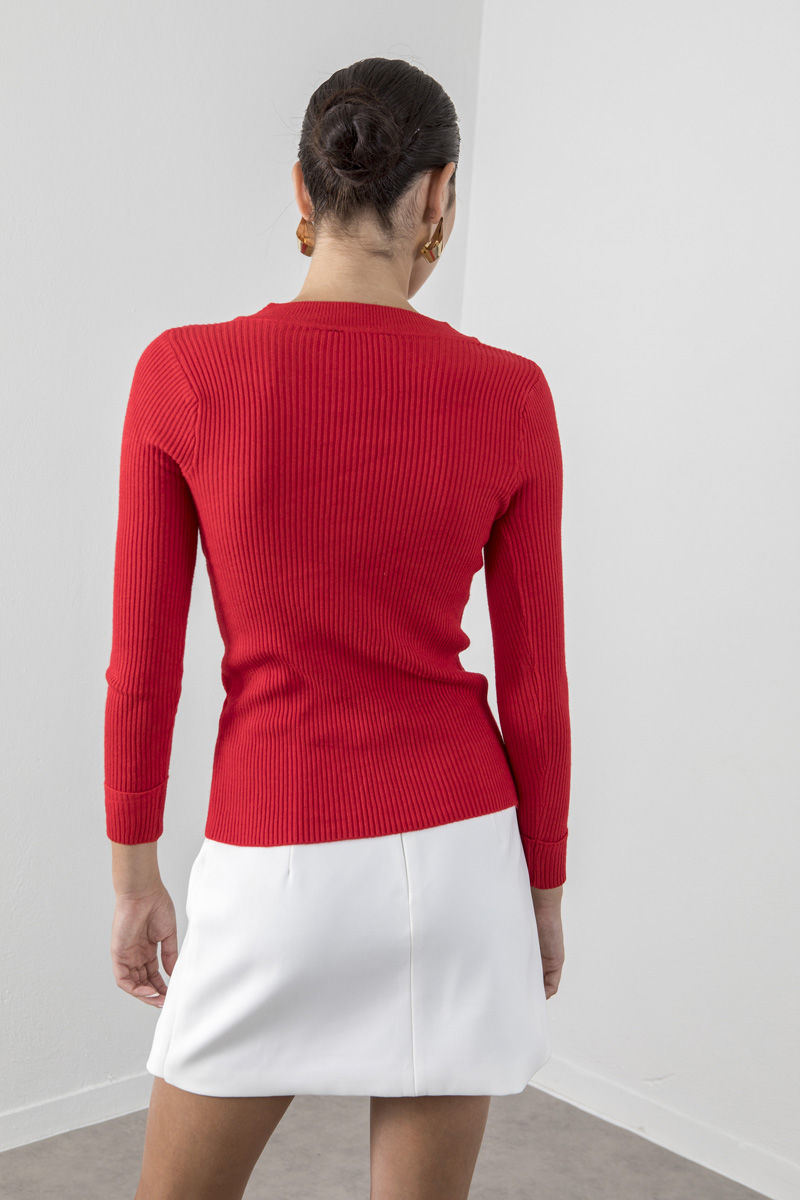 Picture of Ribbed V neckline sweater