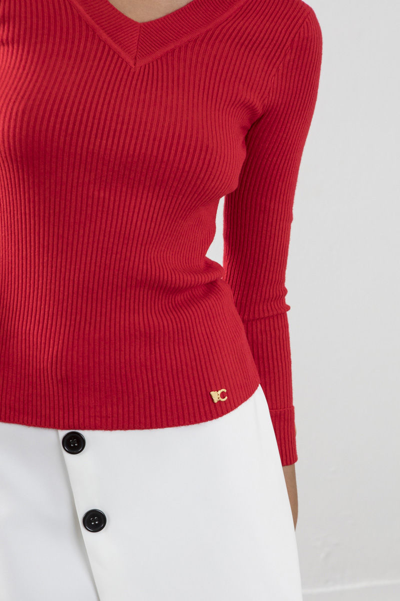 Picture of Ribbed V neckline sweater