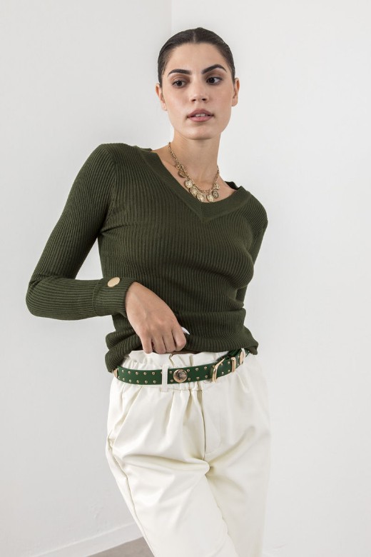 Picture of Ribbed V neckline sweater