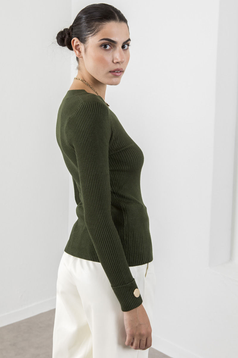 Picture of Ribbed V neckline sweater