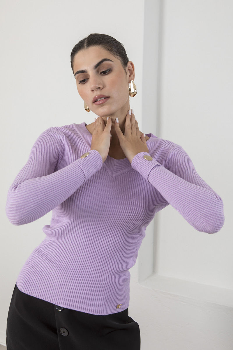 Picture of Ribbed V neckline sweater