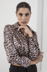Εικόνα της Crop top animal print σατινέ
