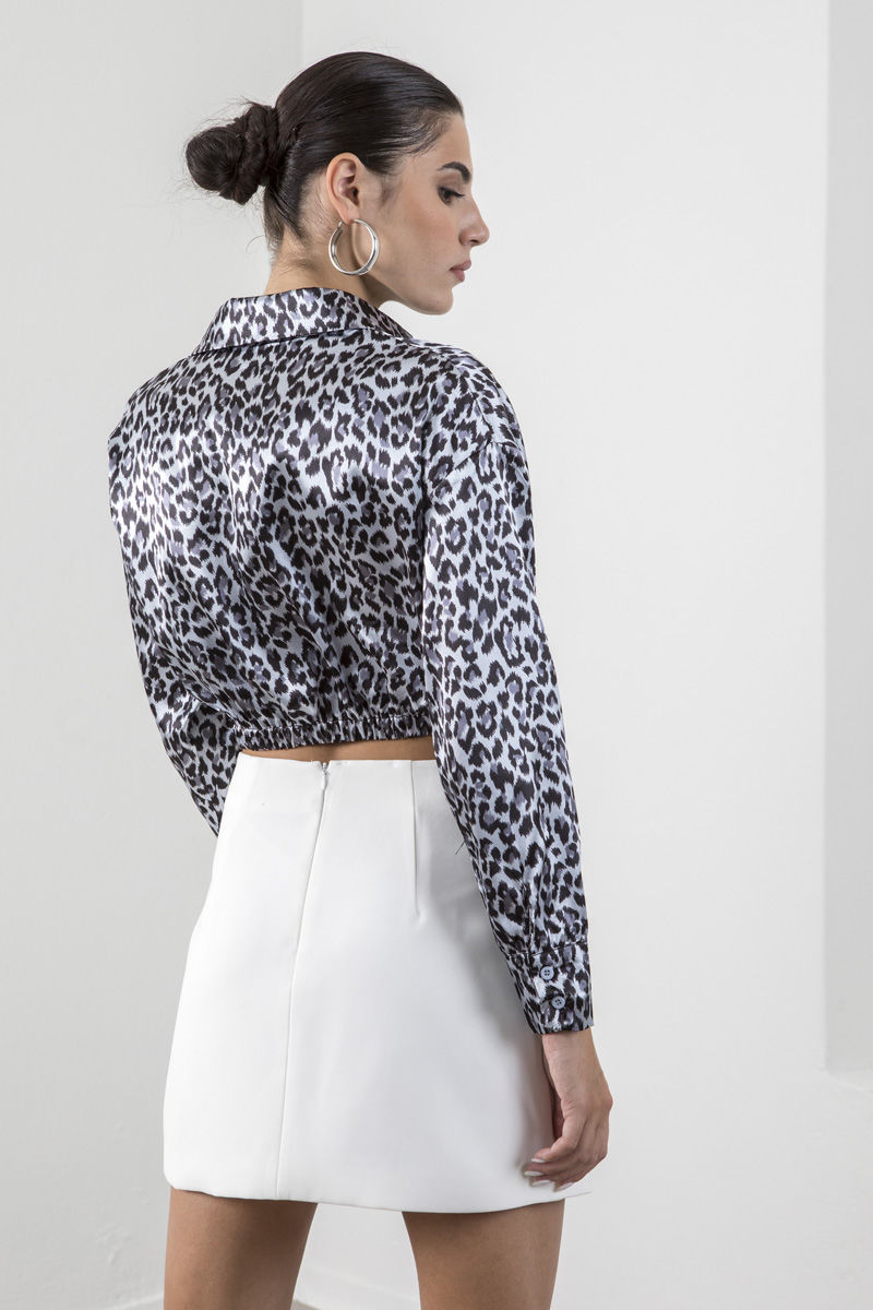 Εικόνα της Crop top animal print σατινέ