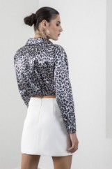 Εικόνα της Crop top animal print σατινέ