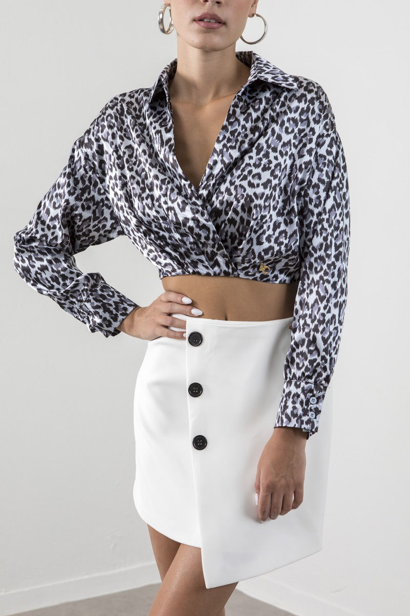 Εικόνα της Crop top animal print σατινέ