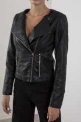 Picture of Crew neckline leather jacket