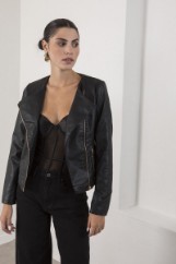 Εικόνα της Μπουφάν leather look perfecto λουπέτο γιακάς