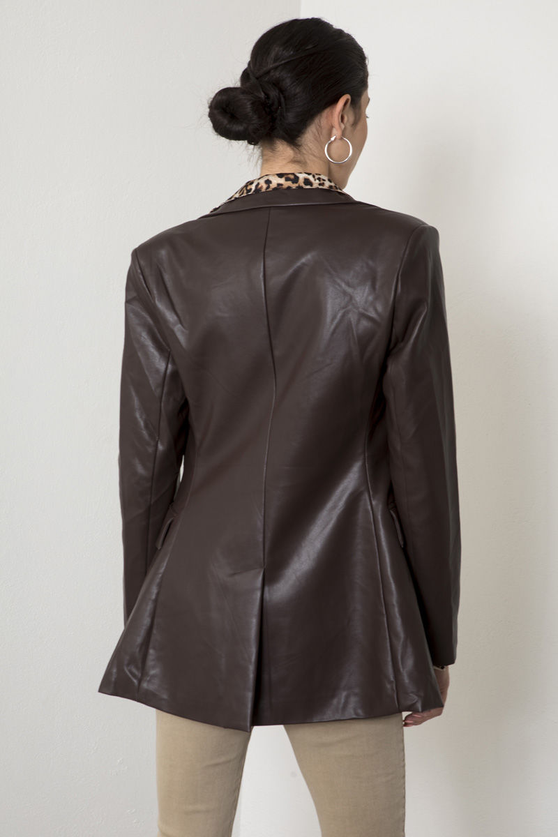 Picture of Tailored faux leather blazer