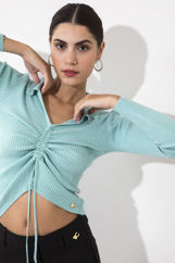 Picture of Knitted blouse with gathering detail
