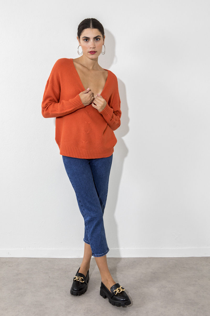 Picture of Knitted blouse V neckline