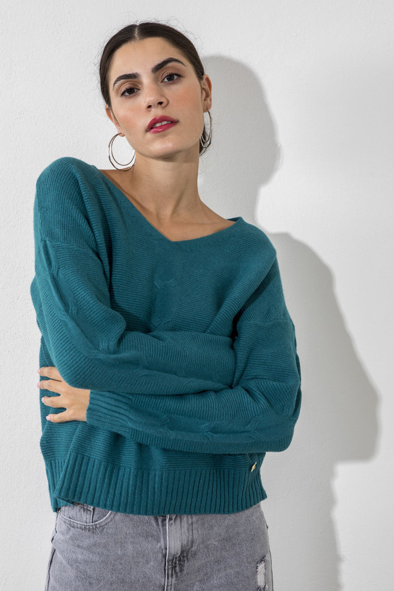 Picture of Knitted blouse V neckline