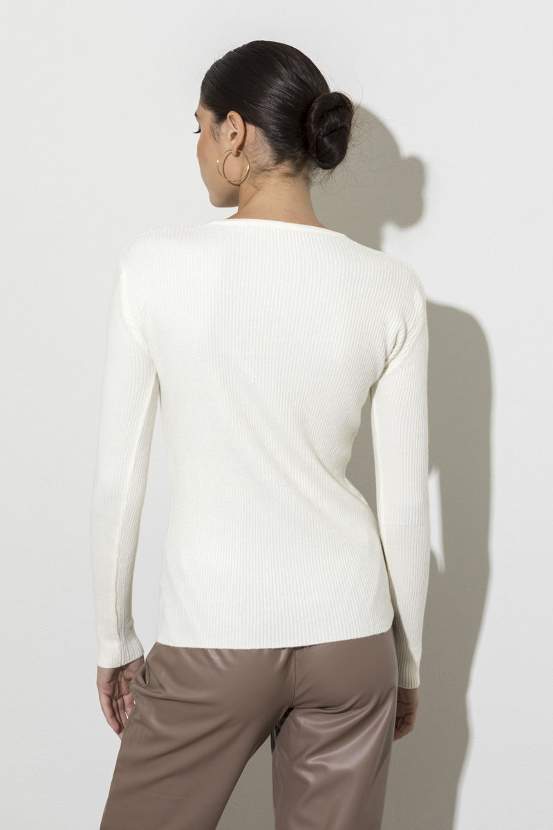 Picture of Ribbed V knitted blouse