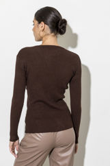 Picture of Ribbed V knitted blouse