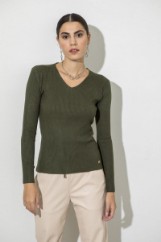 Picture of Ribbed V knitted blouse