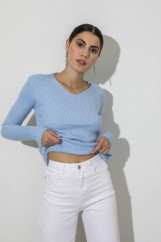 Picture of Ribbed V knitted blouse