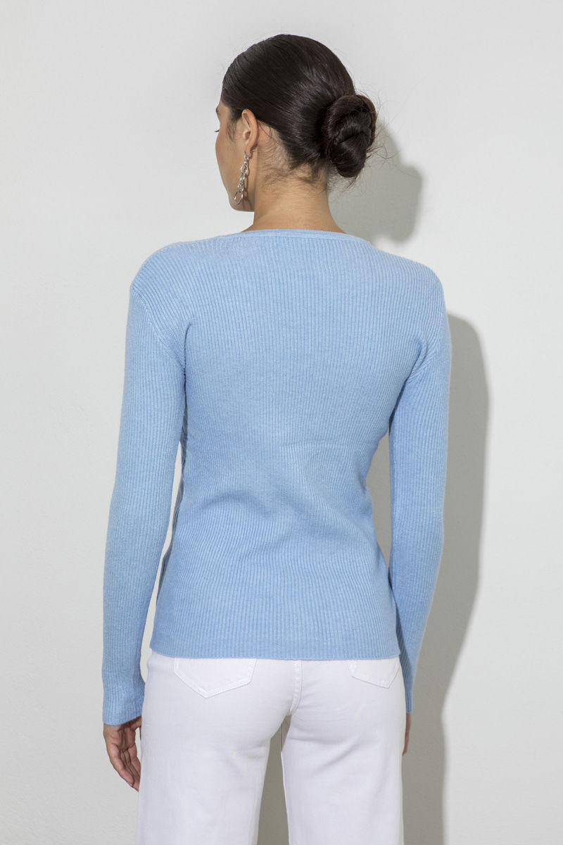 Picture of Ribbed V knitted blouse