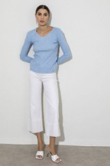 Picture of Ribbed V knitted blouse