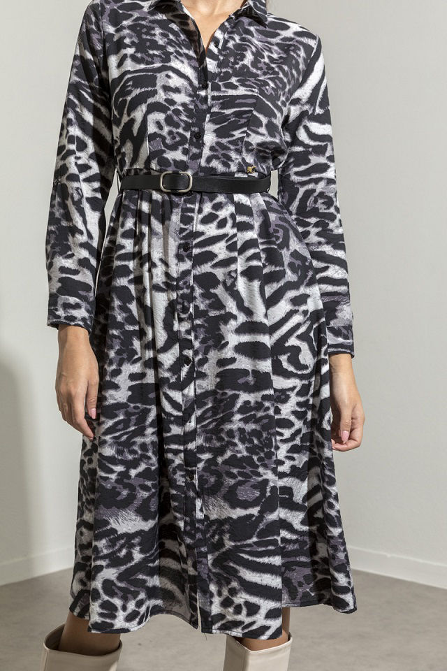 Picture of Maxi shirt belted dress