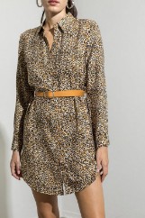 Picture of Animal print mini belted dress