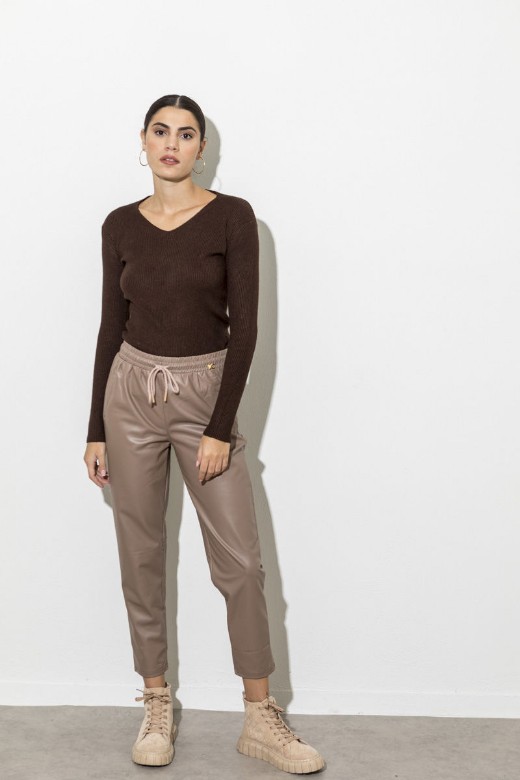 Picture of Leather pants with waistband