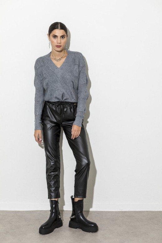 Picture of Leather pants with waistband