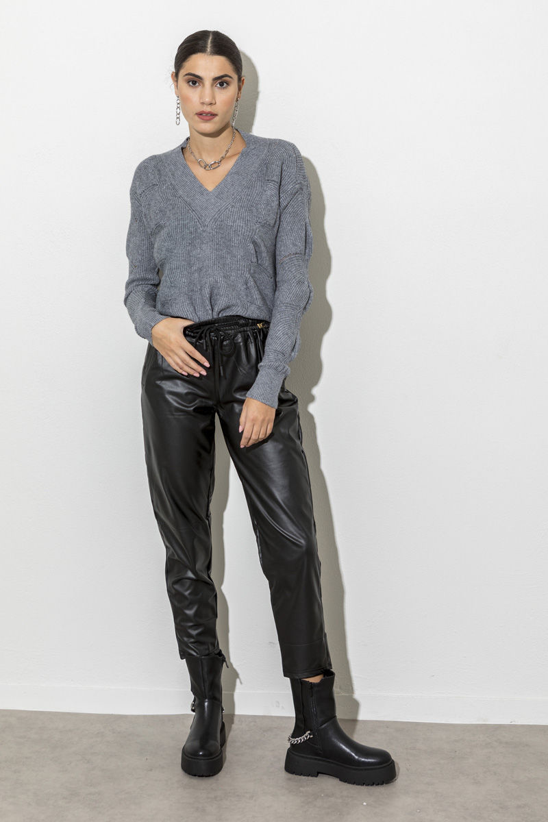 Picture of Leather pants with waistband