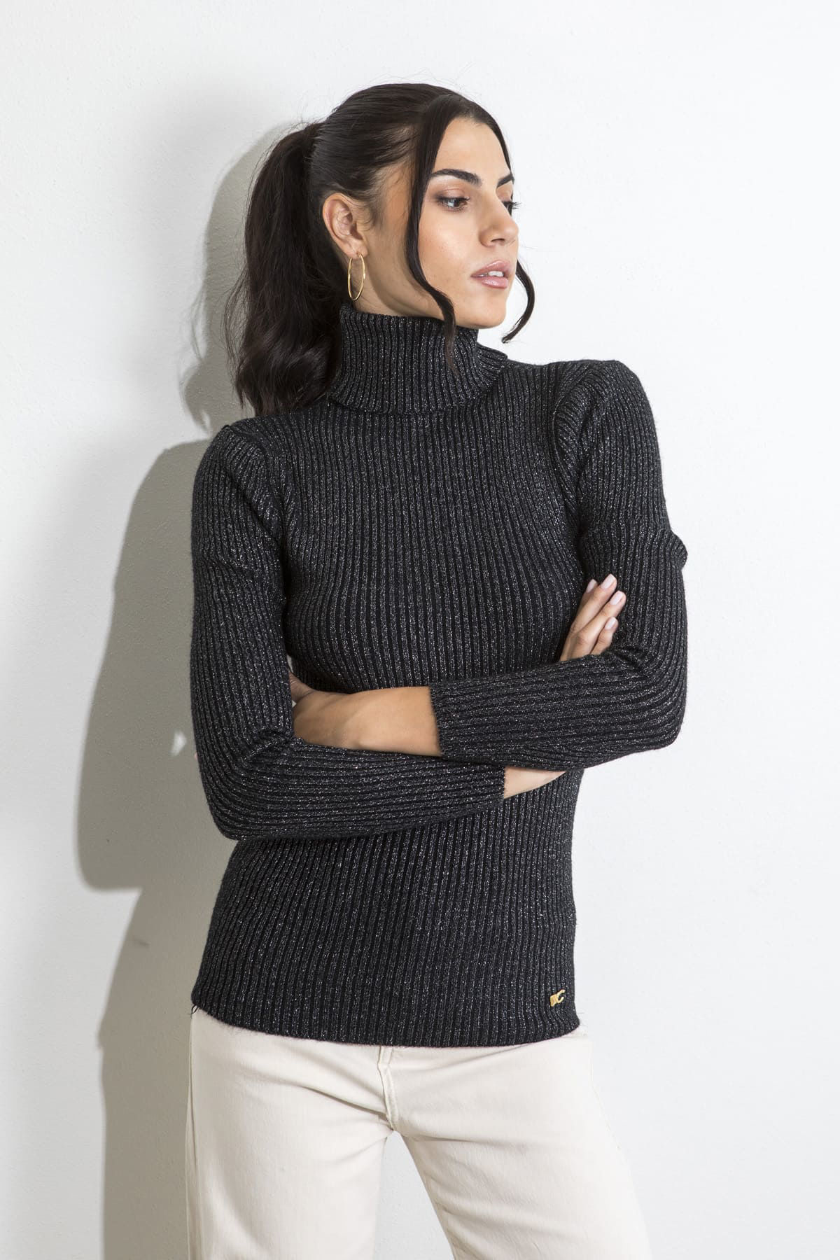 Picture of Turtleneck lurex knitted blouse