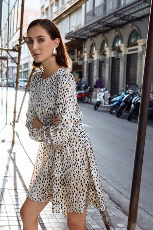 Picture of Satin animal print dress