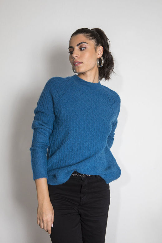 Fluffy oversized knitted blouse INDIGO BLUE | Womens Clothes Cento Fashion