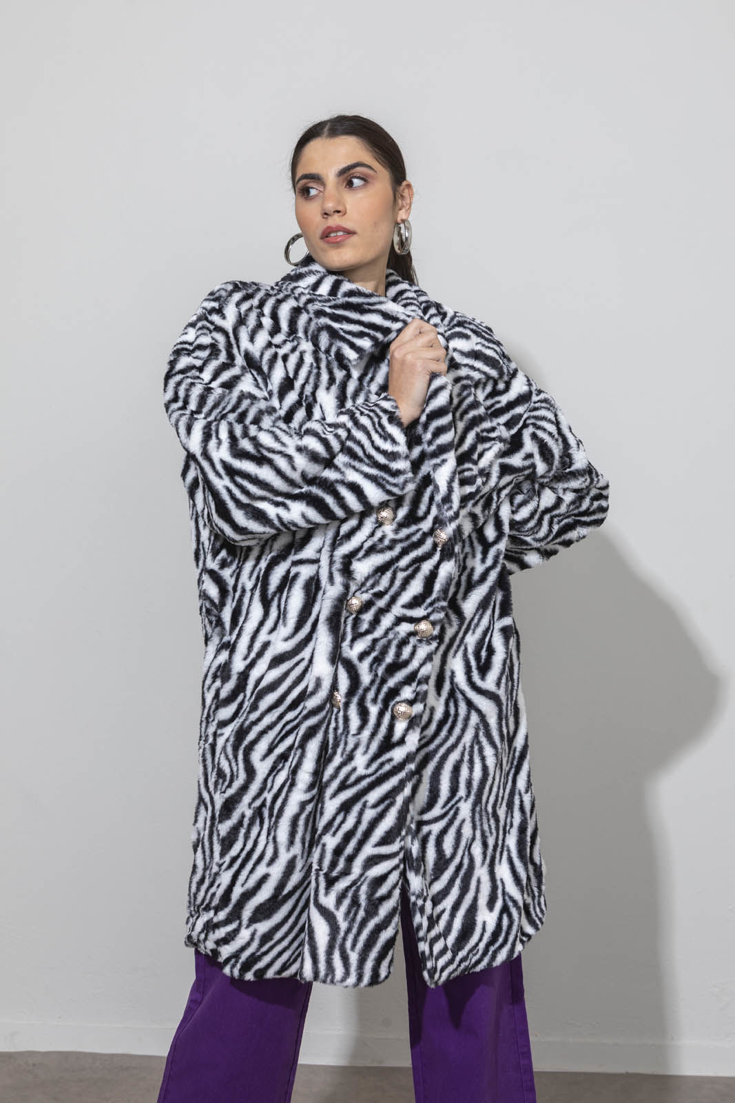 Picture of Oversized zebra fluffy coat