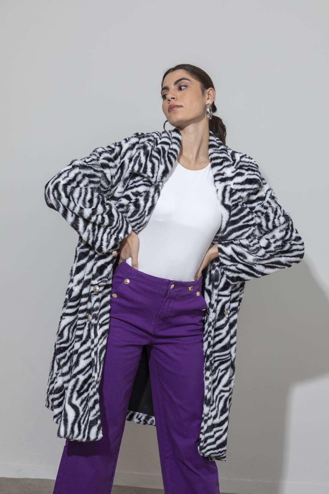 Picture of Oversized zebra fluffy coat