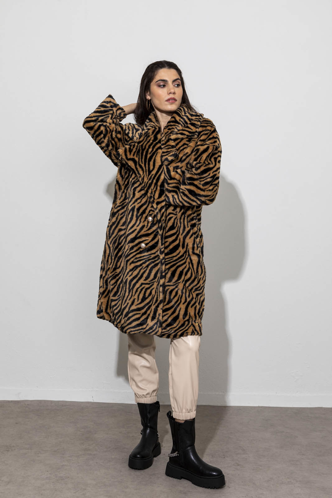 Picture of Oversized zebra fluffy coat