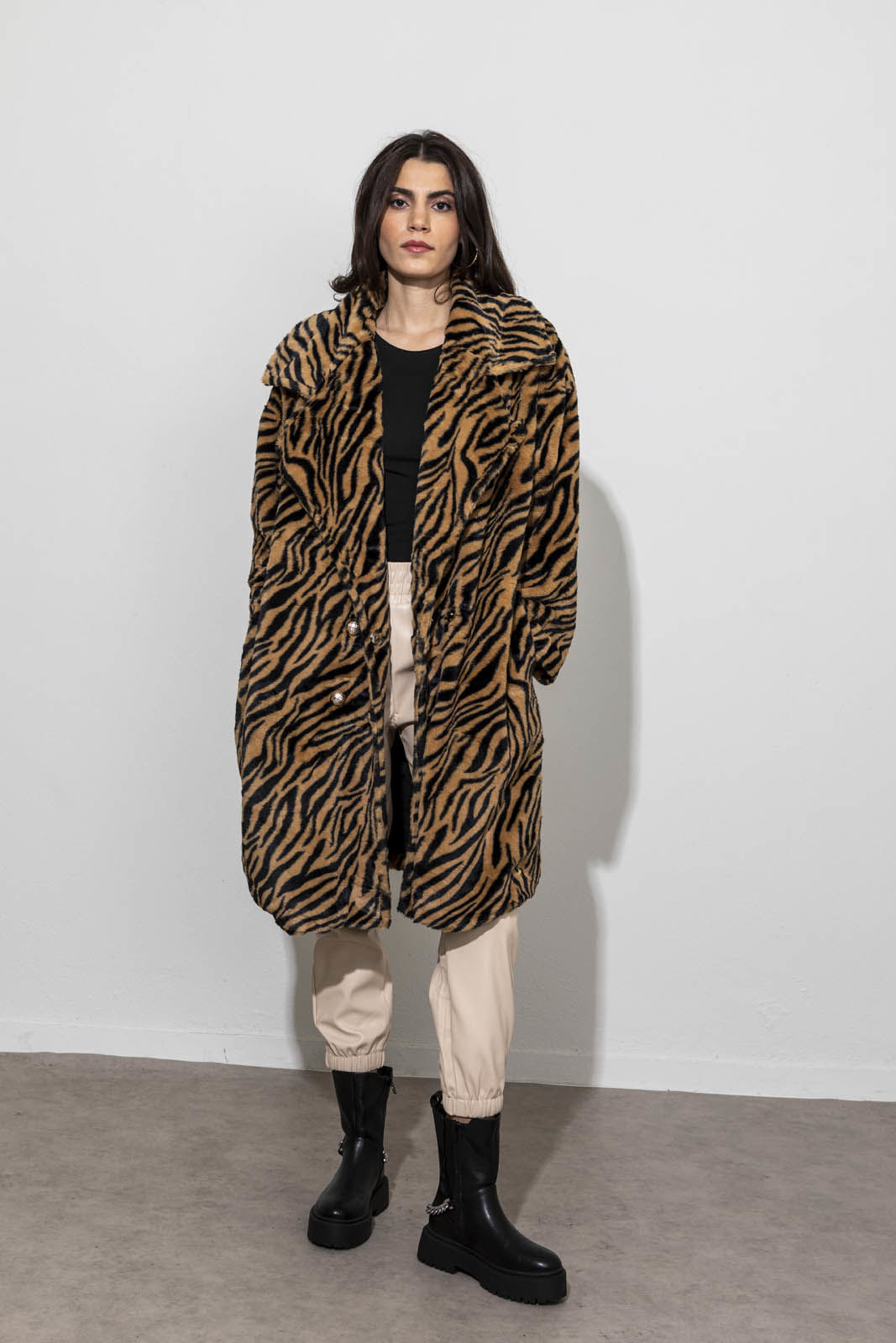 Picture of Oversized zebra fluffy coat