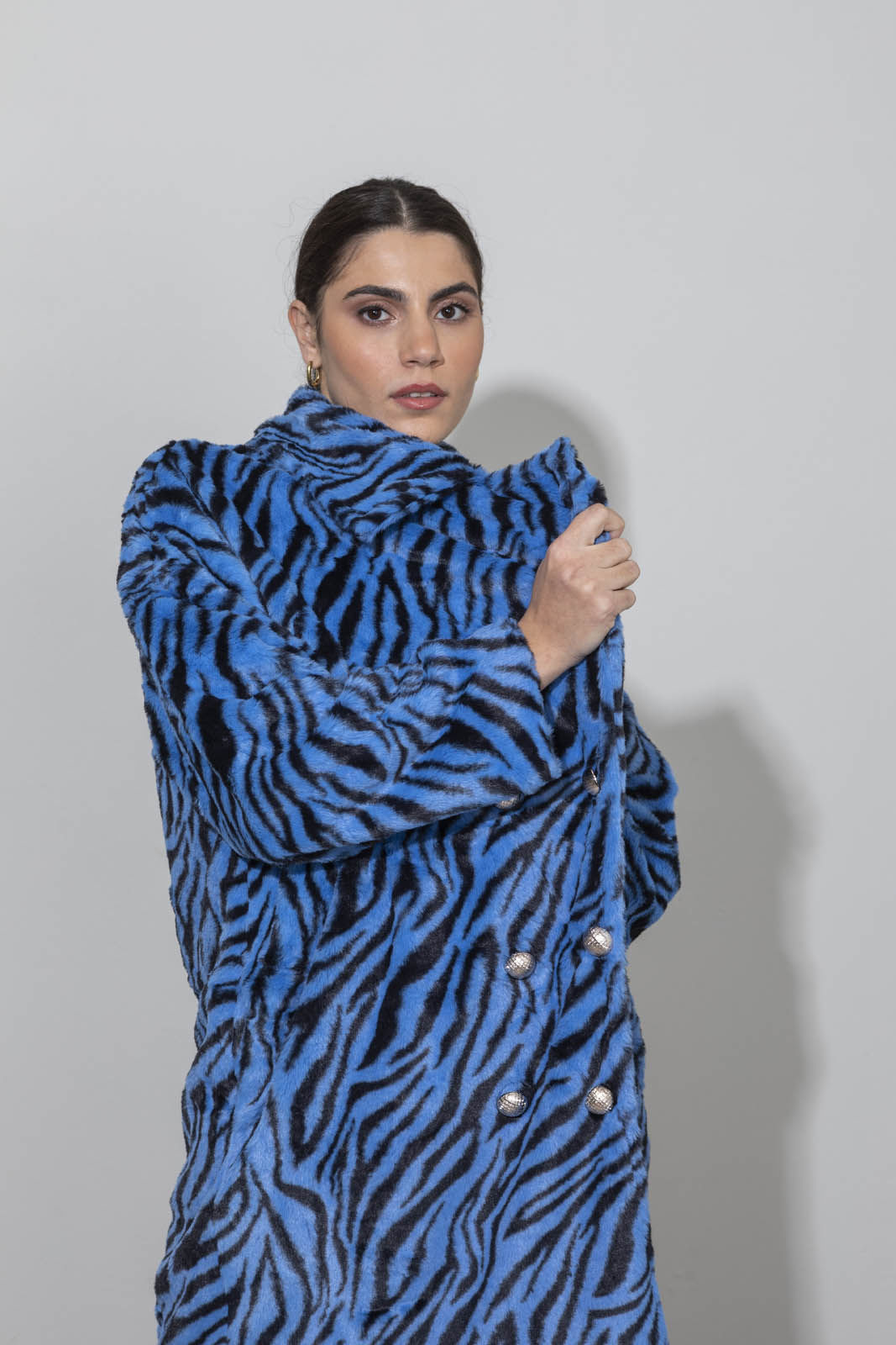 Εικόνα της Οversized zebra γούνινο παλτό