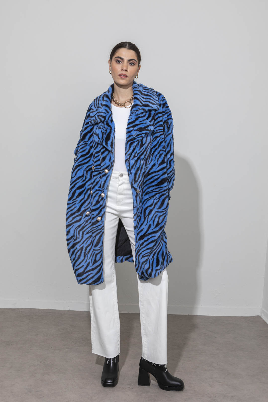 Picture of Oversized zebra fluffy coat