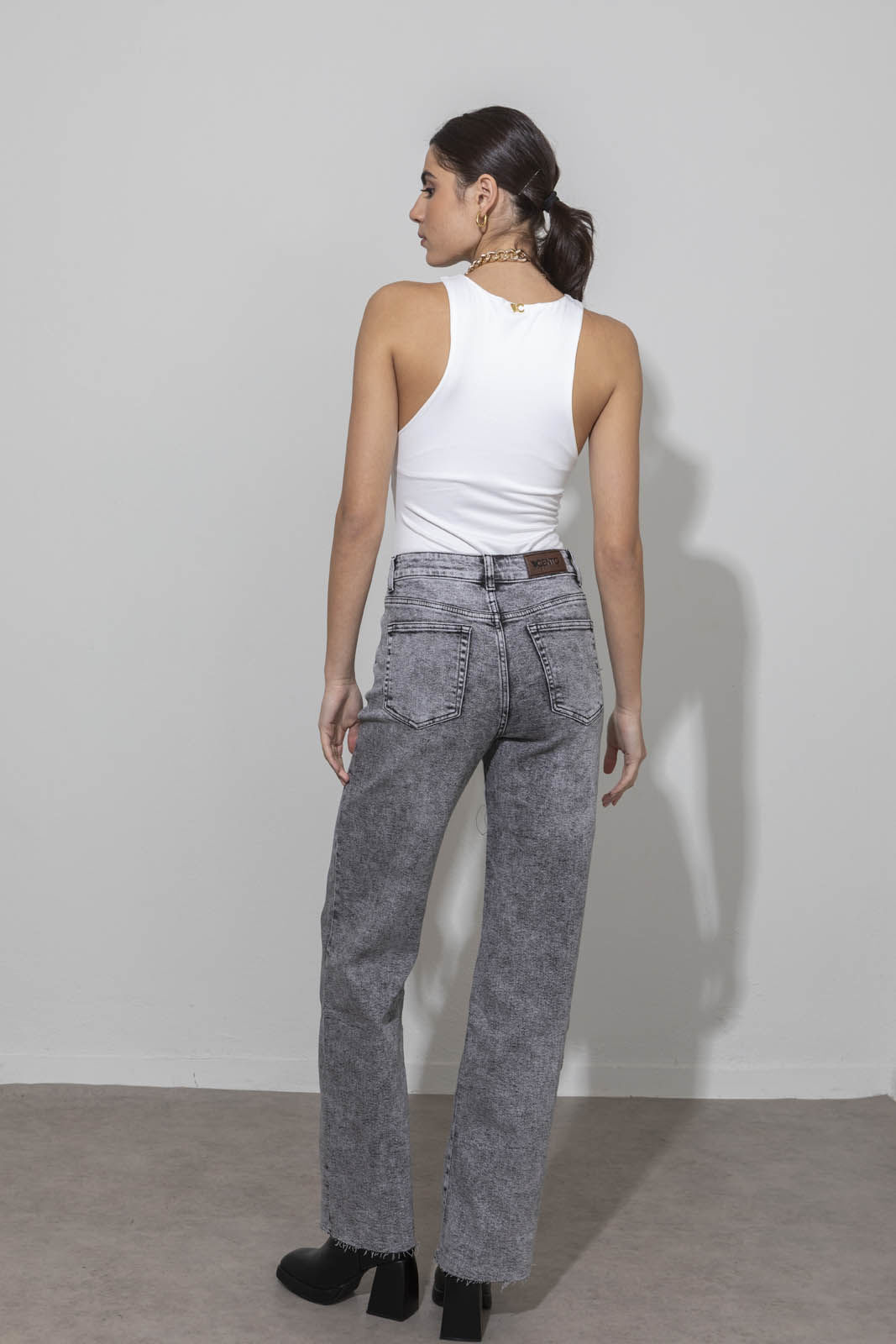 Εικόνα της Παντελόνι denim wide leg washed