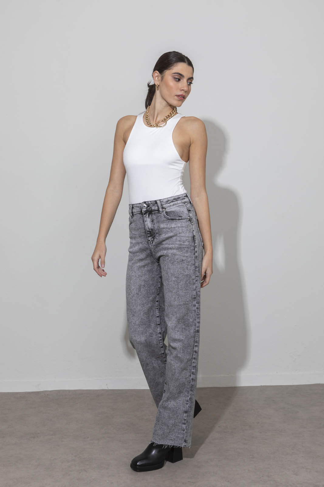 Picture of Denim wide leg washed pants