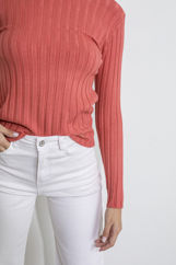 Picture of Turtleneck ribbed knitted blouse