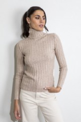 Picture of Turtleneck ribbed knitted blouse