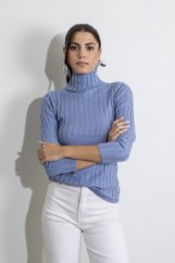 Picture of Turtleneck ribbed knitted blouse