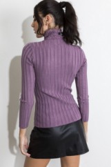 Picture of Turtleneck ribbed knitted blouse