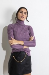 Picture of Turtleneck ribbed knitted blouse