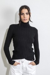 Picture of Turtleneck ribbed knitted blouse