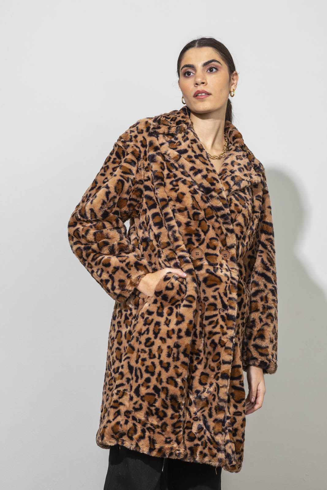 Picture of Oversized animal print coat