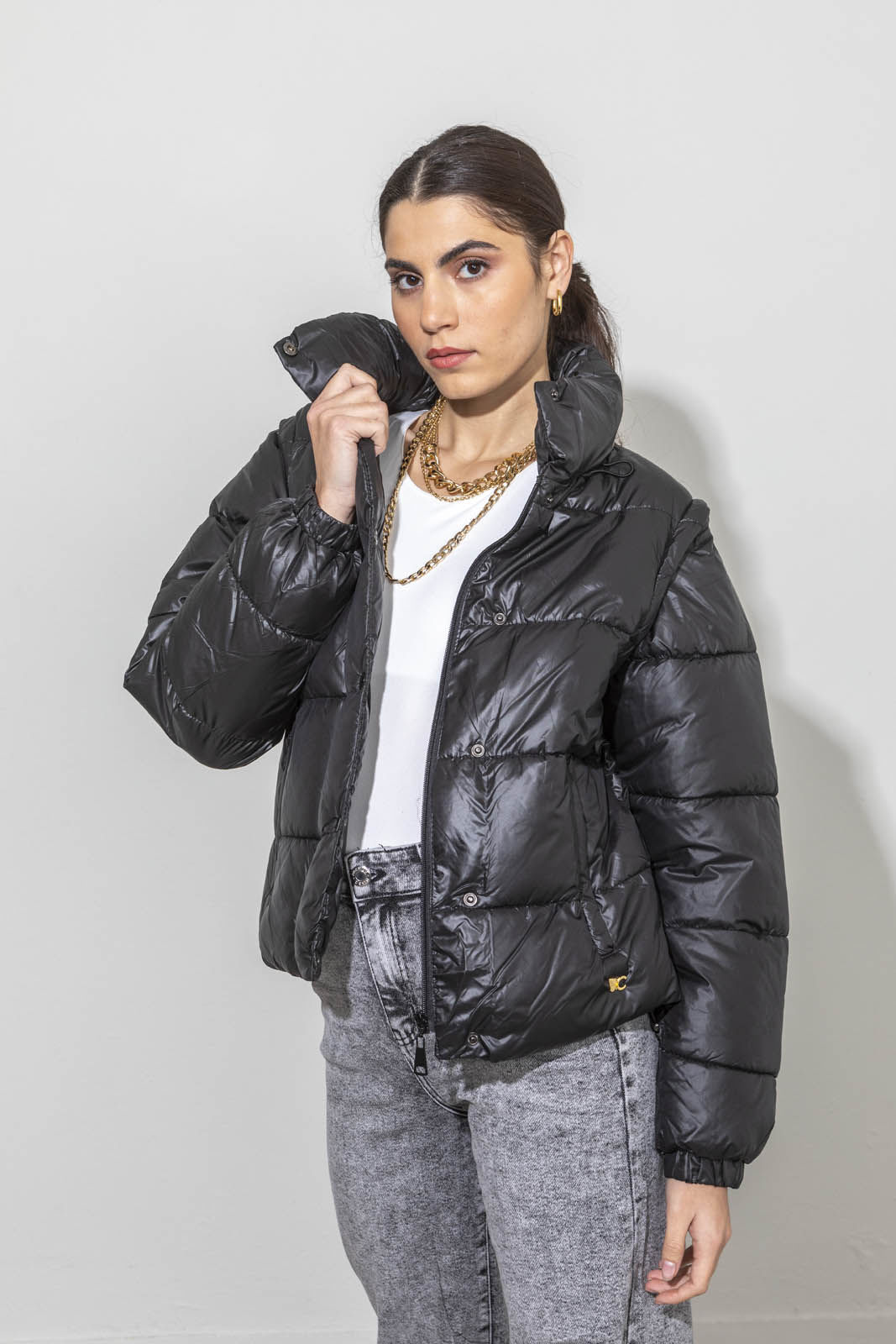 Puffer jacket sales no sleeves