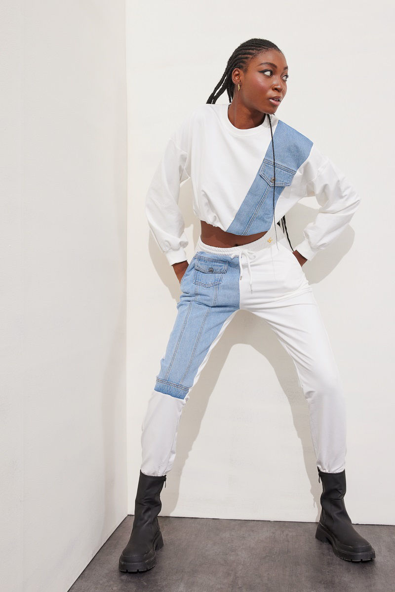 Εικόνα της Παντελόνι βαμβακερό patchwork design