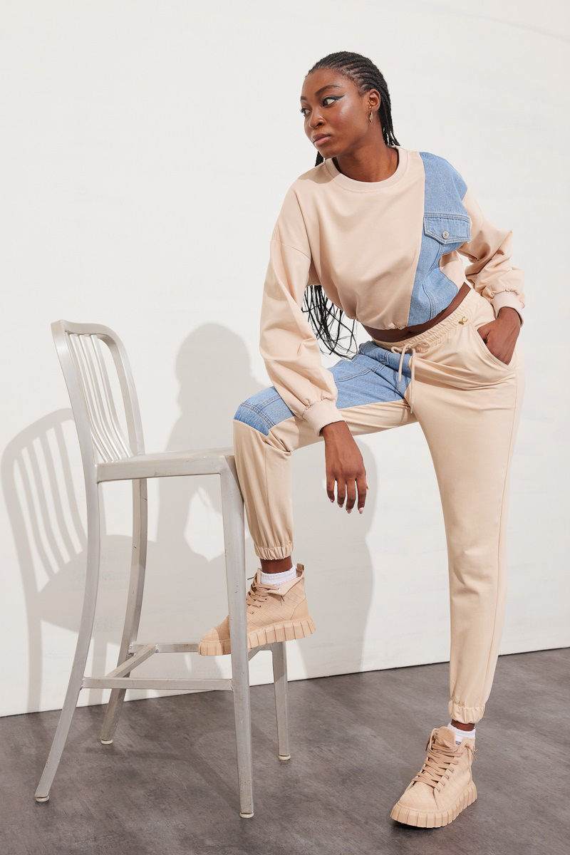 Εικόνα της Παντελόνι βαμβακερό patchwork design